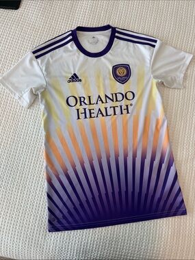 adidas Orlando City Adult Gradient Soccer Jersey - White, Purple, Orange